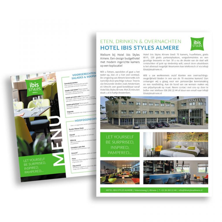 Huisstijl (menukaarten, flyer) Hotel ibis Styles Almere