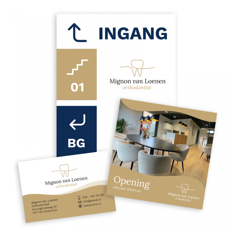 Branding voor Mignon van Loenen (visitekaartje, uitnodiging, gevelbord)